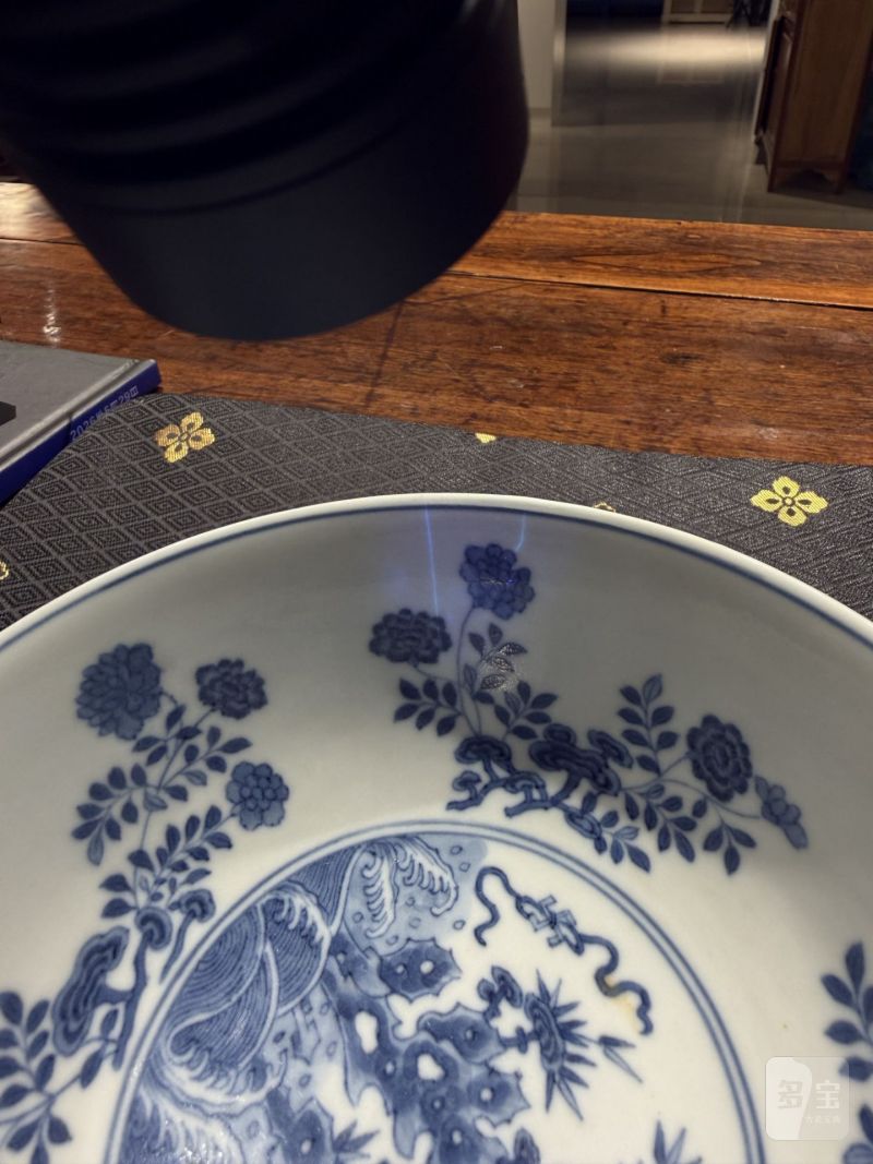    清道光 黄地轧道开光洋彩万寿无疆节令膳碗 - 图12